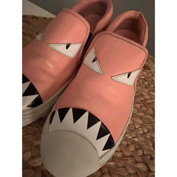 Fendi Jagged Teeth Monsters Motif Pink Slip-on Sneakers Shoes Size Eur 38 US 8 - Picture 7 of 8